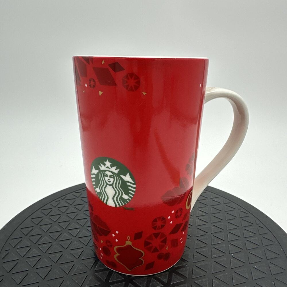 Starbucks Mug Tall Red Christmas 2013 Holiday Ornaments 16 oz Mug